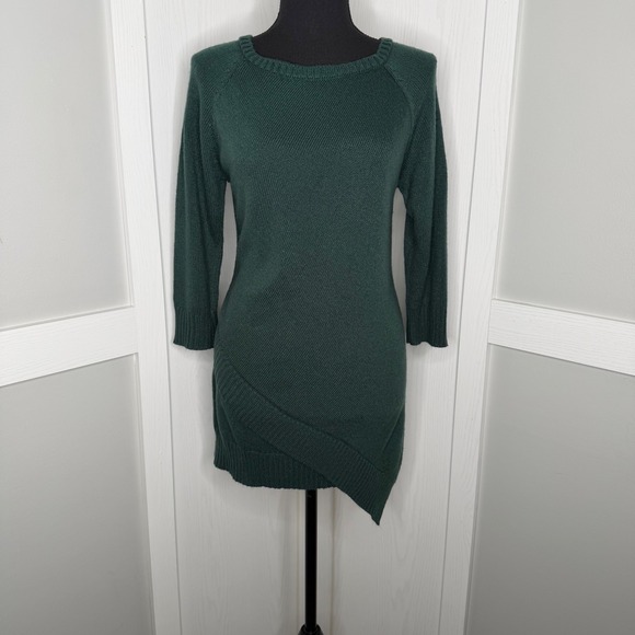 The Limited Dresses & Skirts - The Limited Sweater Dress Women Small Green Asymmetrical Hem Stretch Knit